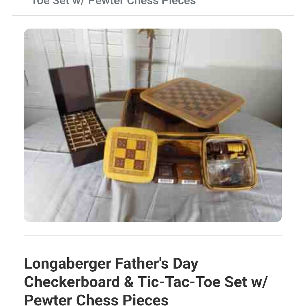 Longaberger Brown and Yellow Game Set with Pewter Pieces